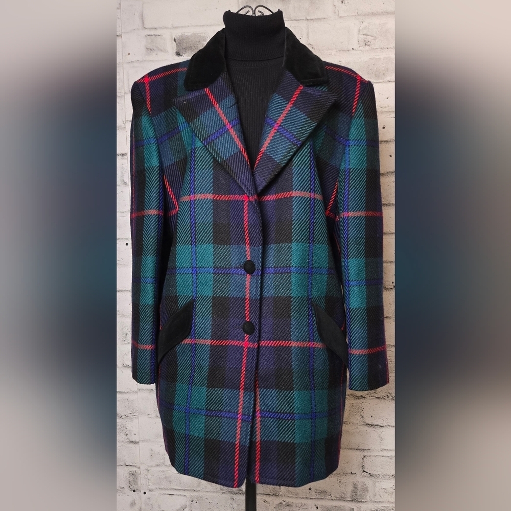 Vintage Liliane Burty Paris Wool Plaid Blazer Made in France 40